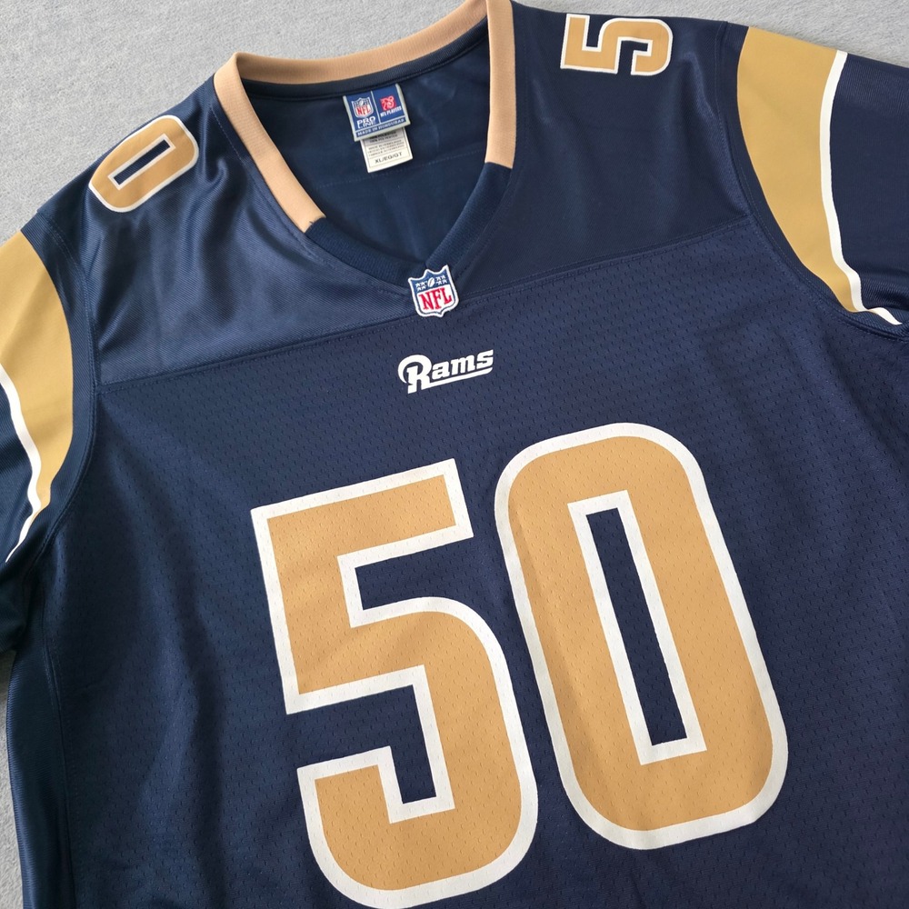 NFL Pro Line St Louis Rams Jersey Mens XL Navy Blue Gold Number 50 Football